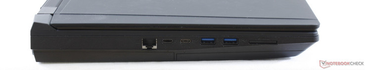 Izquierda: RJ-45, Thunderbolt 3, USB-C 3.1 Gen. 2, 2x USB-A 3.1, lector de tarjetas 6-en-1