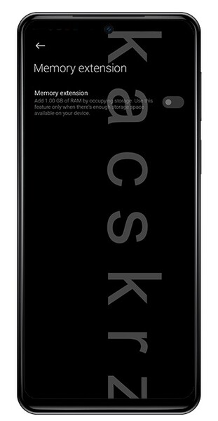 Función de extensión de la memoria en MIUI. (Fuente de la imagen: @kacskrz)