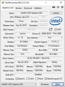 GPU-Z Intel UHD Graphics 620