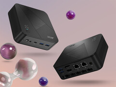 El Revo Box con Ryzen AI 9 465 cuenta con un elegante chasis negro. En la imagen: una foto promocional que muestra el mini PC desde diferentes ángulos.