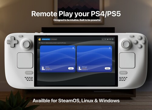 PS Remote Play en Asobi: Remote Play mostrado en una Steam Deck