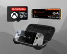 Se muestran los accesorios del Asus ROG Ally (Fuente de la imagen: Sandisk, Seagate, Asus con ediciones)