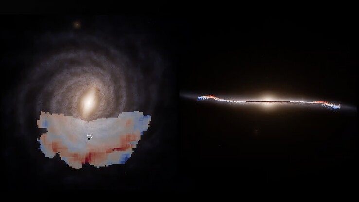 Ilustración de la gran ola de la Vía Láctea. (Fuente de la imagen: ESA, Gaia, DPAC, S. Payne-Wardenaar, E. Poggio y otros)
