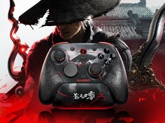 Los hilos carmesí del GameSir G7 Pro 8K PC Phantom Blade Zero Edition brillan en la oscuridad.