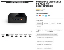 Configuraciones de Morefine M600 (fuente: Morefine)