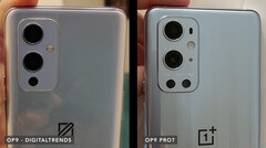 Los aparentes OnePlus 9 y OnePlus 9 Pro, de izquierda a derecha. (Fuente de la imagen: Dave Lee)