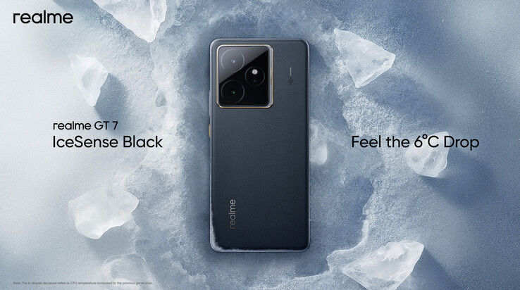 Realme GT 7 en color Negro IceSense. (Fuente de la imagen: X)
