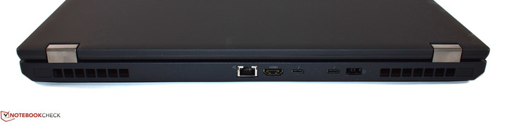 Detrás: Ethernet RJ45, HDMI, 2x Thunderbolt 3, fuente de alimentación de punta fina