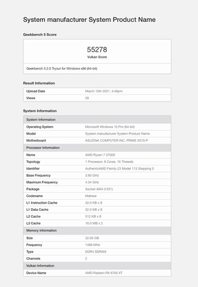 (Fuente de la imagen: Geekbench)