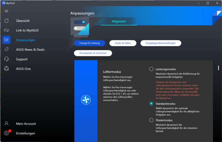 MyAsus - configuración