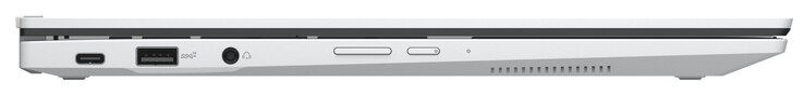 Lado izquierdo: USB 3.2 Gen 2 (Tipo-C; Power Delivery, DisplayPort), USB 3.2 Gen 2 (Tipo-A), audio combinado, control de volumen, botón de encendido
