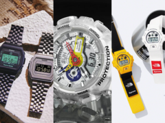 De izquierda a derecha (en la foto): El rag & bone × Casio Vintage Premium, el A$AP Ferg GA-110FRG-7AER, y el Supreme × The North Face DW-6900SNF-1A. (Fuente de la imagen: Casio. G-Central)