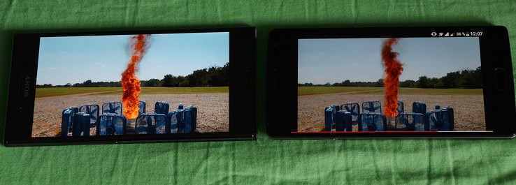 imagen de comparación vídeo HDR  Sony XZ Premium (4K, HDR) y OnePlus 2 (1080p, no HDR)