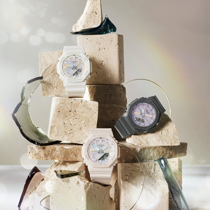 De arriba a abajo: Casio G-Shock GMA-P2100PC-7A, GMA-P2100PC-1A y GMA-P2100PC-4A. (Fuente de la imagen: Casio)