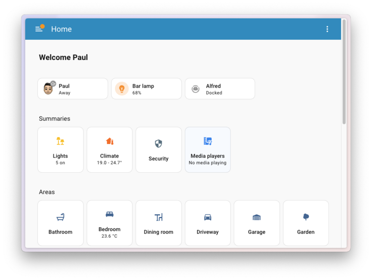 El nuevo panel de control de Home Assistant. (Fuente de la imagen: Home Assistant)