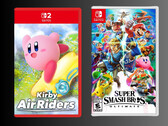 Maqueta de la caja de Kirby Air Riders con la de Super Smash Bros. Ultimate (Fuente de la imagen: Playasia, Nintendo of America)