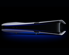 Un render de una Sony PlayStation 5 Pro colocada horizontalmente