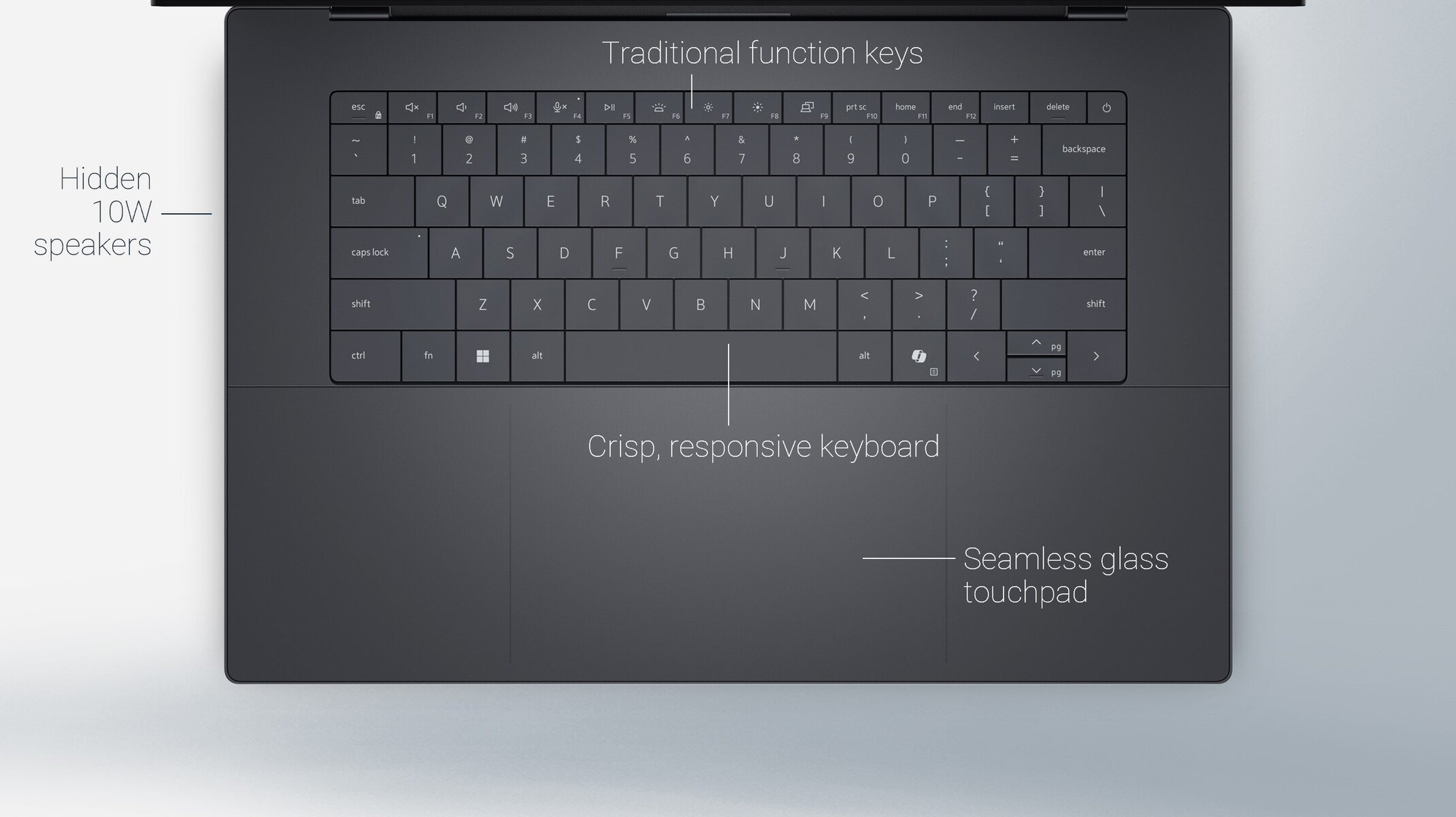 Zona del teclado rediseñada de los nuevos portátiles Dell de la serie XPS (fuente de la imagen: Dell)