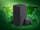 Consola Xbox Series X mostrada con un mapa del mundo