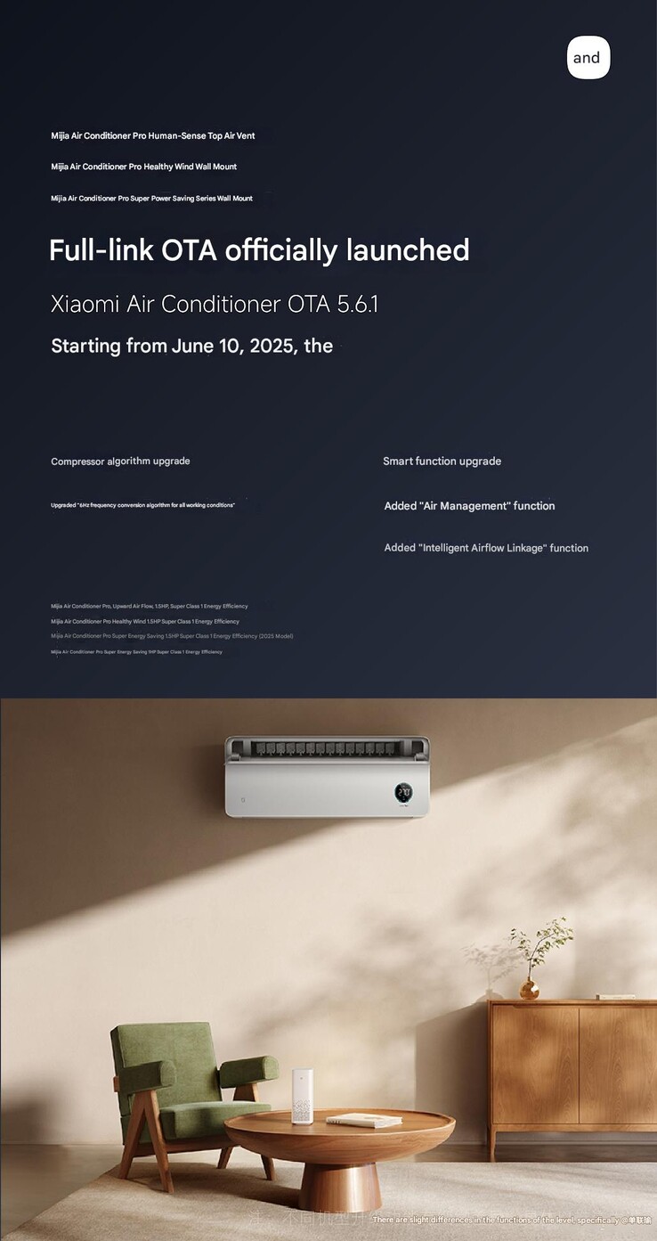 Parte de un post en Weibo sobre la actualización OTA 5.6.1 del Xiaomi Air Conditioner. (Fuente de la imagen: Shan Lianyu vía Weibo)