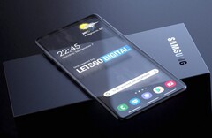 Una representación conceptual de un smartphone transparente del buque insignia de la Galaxia Samsung. (Fuente de la imagen: LetsGoDigital/Snoreyn)