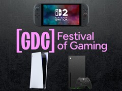 GDC banner with Switch 2, PS5, and Xbox consoles is shown (Fuente de la imagen: GDC, Nintendo, Sony PlayStation, Xbox Gaming with edits)