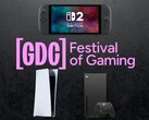 GDC banner with Switch 2, PS5, and Xbox consoles is shown (Fuente de la imagen: GDC, Nintendo, Sony PlayStation, Xbox Gaming with edits)