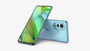 El "Motorola Edge (2022)" en su supuesto tono azul más claro. (Fuente: 91Mobiles x OnLeaks)