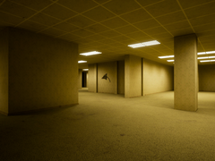 En la imagen, una captura de pantalla oficial de The Backrooms Deluxe 2, que muestra una de las múltiples zonas jugables del juego. (Fuente de la imagen: Steam)