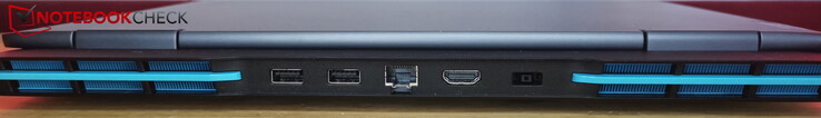 Parte trasera: alimentación, 2 x USB-A 3.2 Gen 2 (10 Gbit/s), HDMI 2.1, LAN (RJ45)