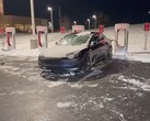Como era de esperar, cargar el Tesla Model 3 a -14 grados tarda bastante más de lo habitual (Imagen: Out of Specs Reviews)