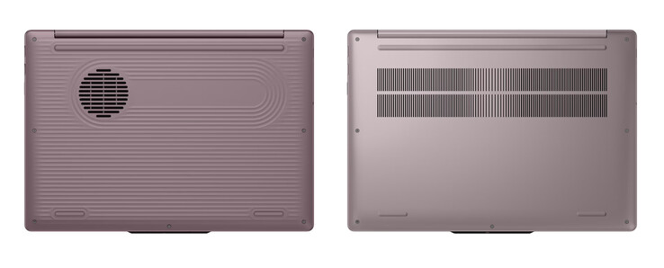 El IdeaPad Vibe 15AKP12 con sus carcasas inferiores de plástico y aluminio, de izquierda a derecha.