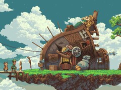 Una imagen que muestra una casa en Owlboy.