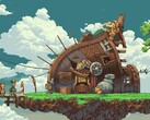 Una imagen que muestra una casa en Owlboy.