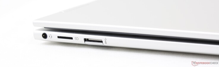 Izquierda: auriculares de 3,5 mm, lector MicroSD, USB-A 10 Gbps