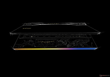 Dibujo del concepto del MSI GE76 Raider - Iluminación RGB.