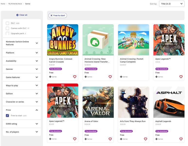 Juegos gratuitos para empezar en Nintendo eShop (Fuente de la imagen: captura de pantalla, Nintendo eShop)