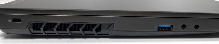 Izquierda: bloqueo Kensington, USB-A 3.2 Gen. 2, toma de micrófono de 3,5 mm, toma de auriculares de 3,5 mm