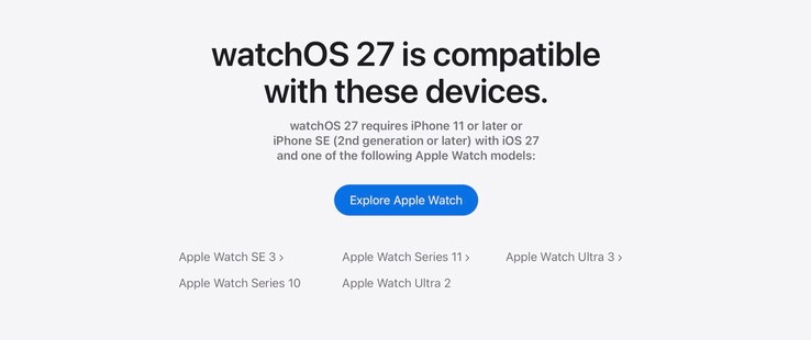 watchOS 27 solo es compatible con unos pocos smartwatches.
