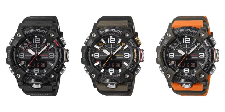 De izquierda a derecha: los relojes Casio G-Shock GG-B100X-1A, GG-B100X-1A3 y GG-B100X-1A9