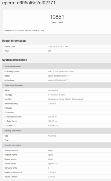 Apple DTK A12Z Bionic Geekbench 5 puntuaciones individuales y multinúcleo. (Fuente de la imagen: Geekbench)
