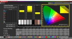 CalMAN ColorChecker (perfil: Nativo, espacio de color de destino: P3)