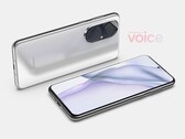 El Huawei P50 es más pequeño que el P50 Pro, y tiene una pantalla plana. (Fuente de la imagen: OnLeaks)