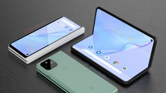 Un render conceptual de cómo podría ser un smartphone Pixel plegable. (Fuente de la imagen: Waqar Khan)