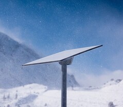 Un receptor Starlink en condiciones de nieve (Fuente de la imagen: SpaceX)