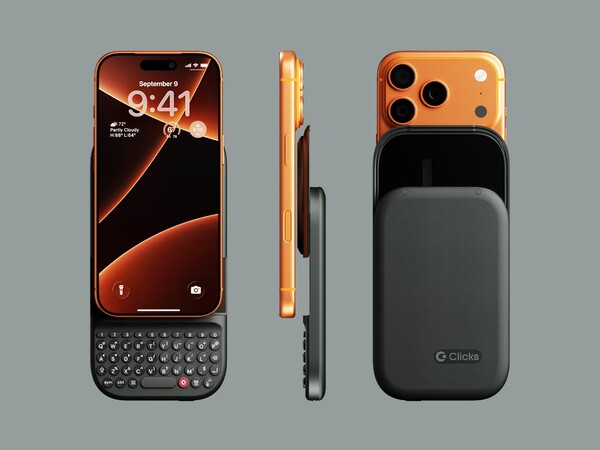 El teclado Clicks Power Keyboard se acopla a iPhones con MagSafe y a otros teléfonos con soporte Qi2 o una funda magnética. (Fuente de la imagen: Clicks)