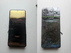 Fotos frontal y trasera del Redmi Note 13 Pro explosionado (Fuente de la imagen: Sri Varshan; editado)