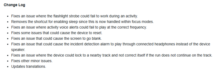 Las notas de la versión beta 15.12 para los relojes inteligentes Forerunner 570 y Forerunner 970. (Fuente de la imagen: Garmin)