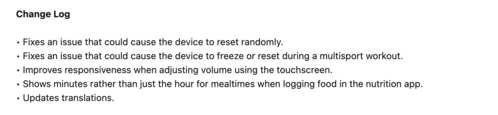 Las notas de la versión beta 17.30/17.31 del smartwatch de Garmin actualizan