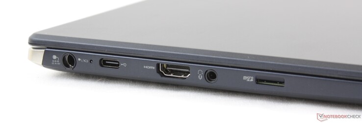 Izquierda: Adaptador de CA, USB Tipo C 3.2 Gen. 2, HDMI, 3.5 mm combo, lector MicroSD